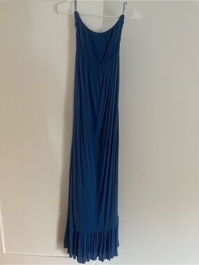 Blue Women's Strapless Maxi Dress